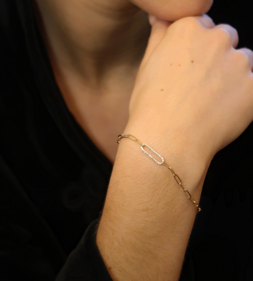 Diamond Paperclip Bracelet
