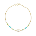 Moonstone, Apatite, Turquoise & Pearl Bracelet